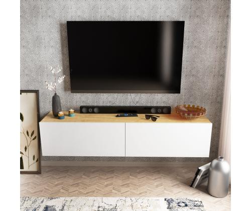 TV laud Poling - White, Walnut