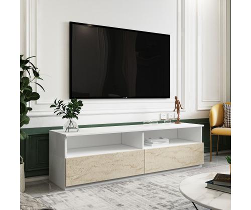 TV laud Centra - White, Travertine
