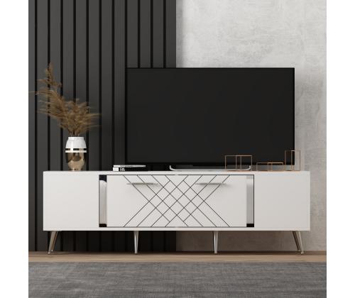 TV laud Detas - White, Silver