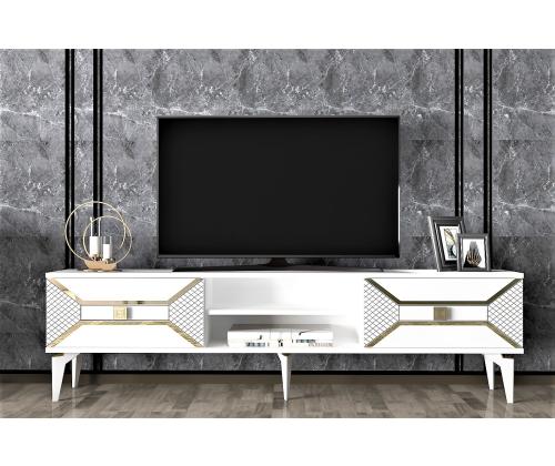 TV laud Yumedi - White, Gold