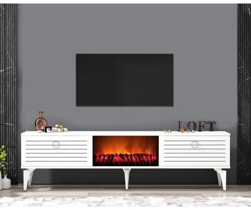 TV laud Arona Fireplace - White