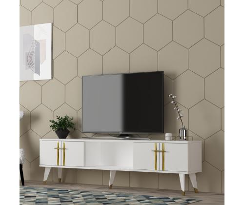 TV laud Asel - White, Gold