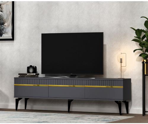 TV laud Defne - Anthracite, Gold