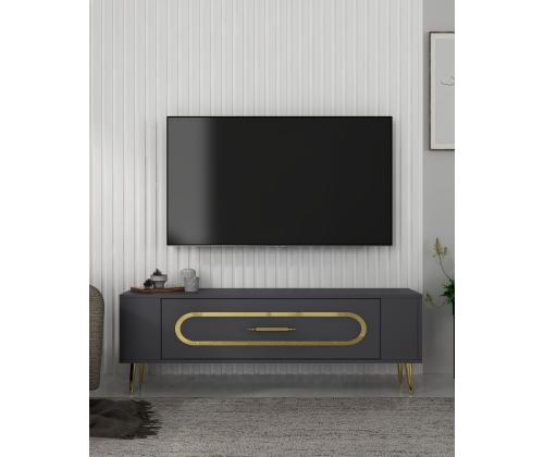 TV laud Retrop3 - Anthracite, Gold