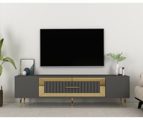 TV laud Dekolp3 - Anthracite, Gold