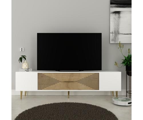 TV laud Dekol1 - White, Sapphire Oak, Gold