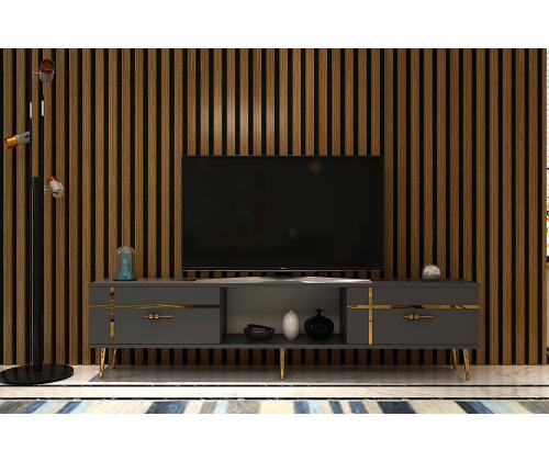 TV laud Line - Anthracite, Gold