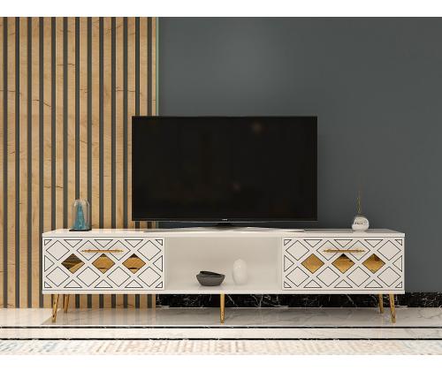 TV laud Dome - White, Gold