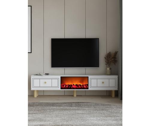 TV laud Dario Bohem Fireplace - White