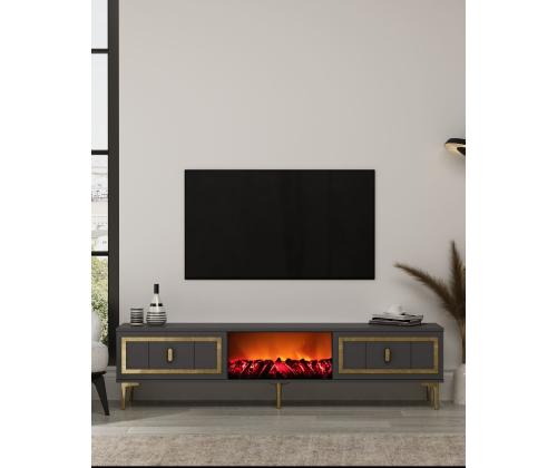 TV laud Orion Fireplace - Anthracite, Gold