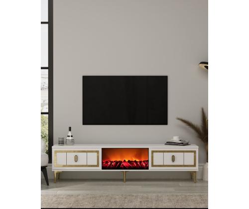 TV laud Orion Fireplace - White, Gold
