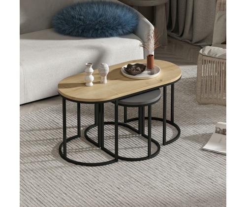 Mööblikomplekt lauad Dena - Anthracite, Oak