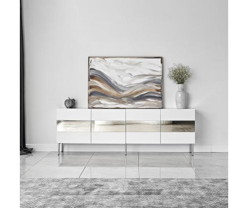 TV laud Leon - White, Silver