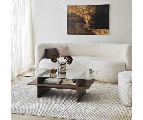 Kohvilaud Saga Rectangle - Walnut, Transparent