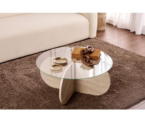 Kohvilaud Aeris - Travertine, Transparent