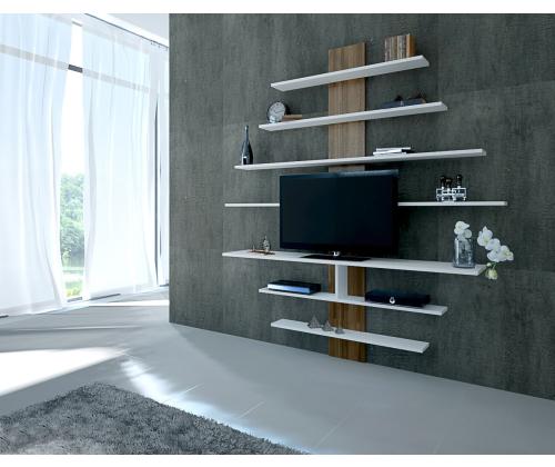 TV laud Zebra - White, Walnut