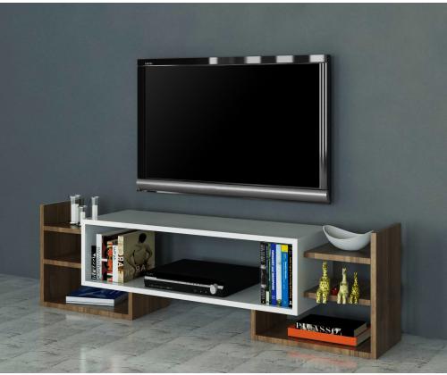 TV laud Sema - White, Walnut