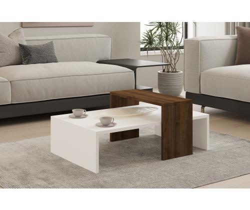 Kohvilaud Glow - White, Walnut