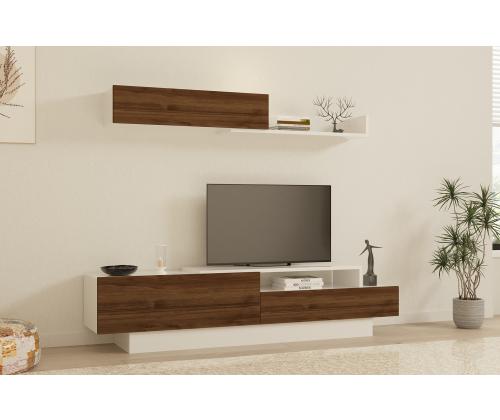 TV laud Elda - White, Walnut