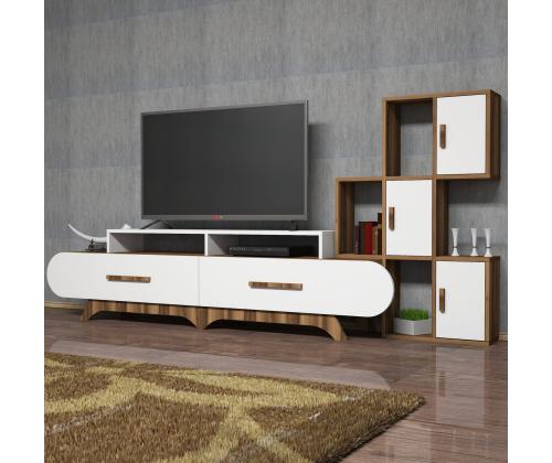 TV laud Flora S - Walnut, White