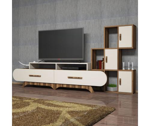 TV laud Flora S - Walnut, Cream