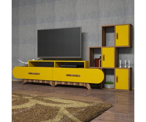 TV laud Flora S - Walnut, Yellow