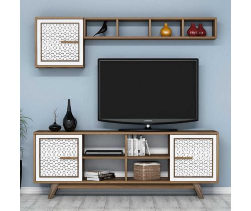 TV laud Ayla - Walnut, White