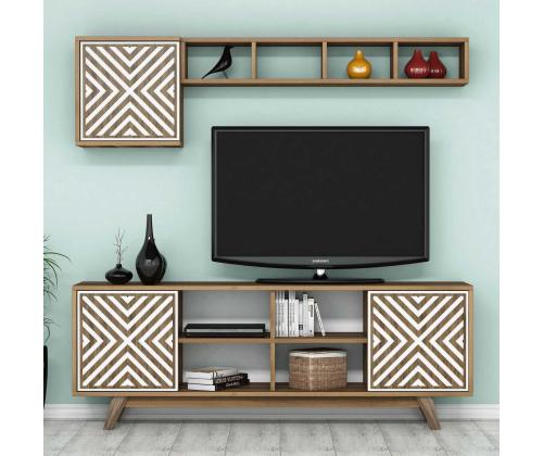 TV laud Inci - Walnut, White