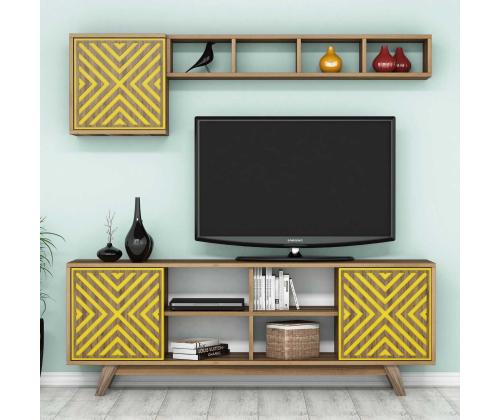 TV laud Inci - Walnut, Yellow