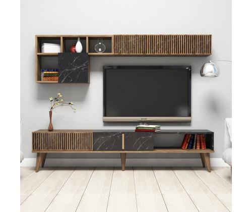 TV laud Milan - Walnut, Black