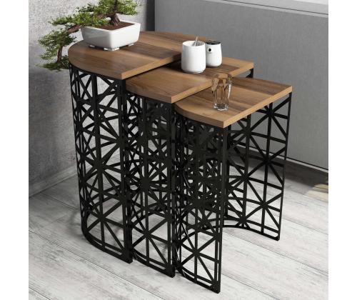 Mööblikomplekt lauad Stil Metal Ferforje - Walnut