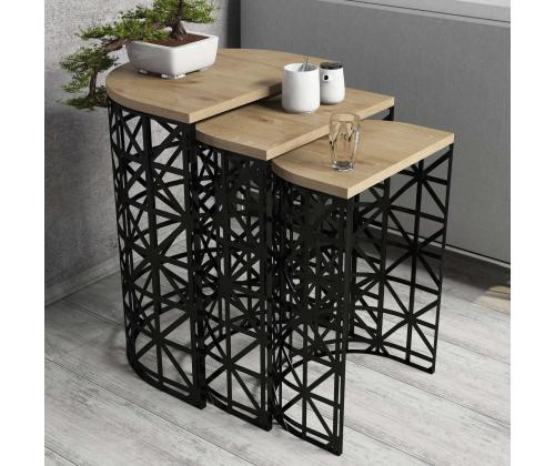 Mööblikomplekt lauad Stil Metal Ferforje - Oak