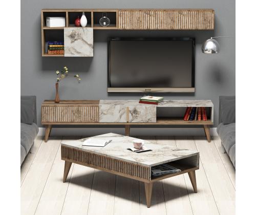 Milan - Walnut, White Marble