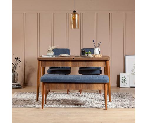 Mööblikomplekt toolid Vina 1048 - Dark Blue, Walnut