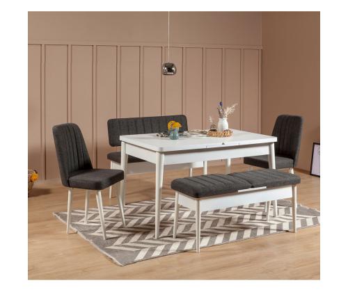 Vina Bench Anthracite, White