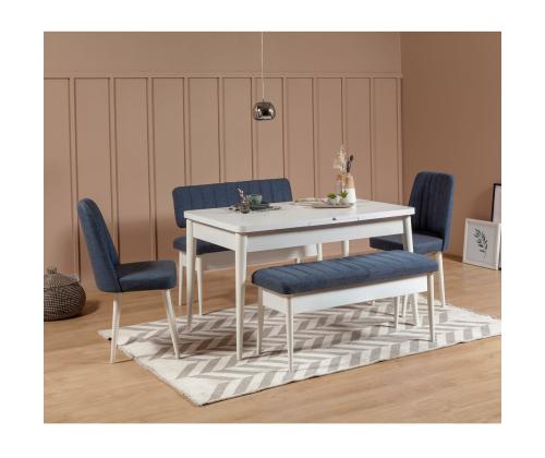 Mööblikomplekt toolid Vina White Dark Blue