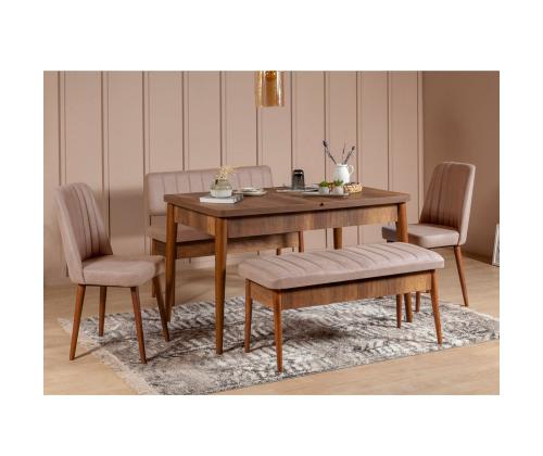 Vina Bench Walnut, Stone