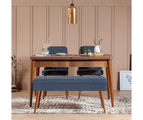 Mööblikomplekt toolid Vina 1048 - 3 - Walnut, Dark Blue