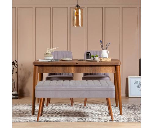 Mööblikomplekt toolid Vina 0701 - 3 - Walnut, Grey