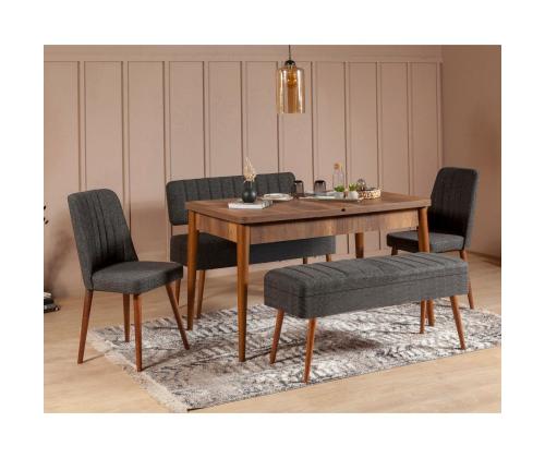 Mööblikomplekt toolid Vina 1053 - 4 - Anthracite, Walnut