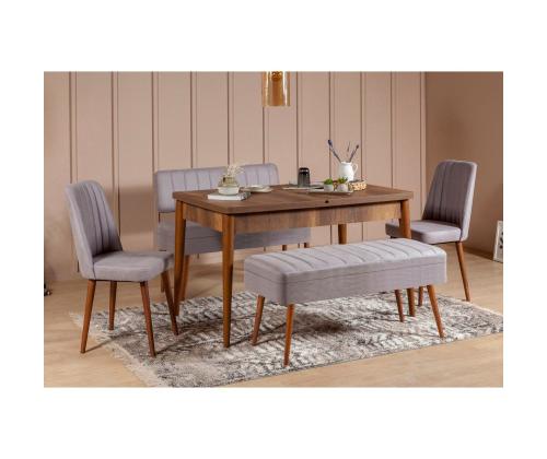 Mööblikomplekt toolid Vina 0701 - 4 - Walnut, Grey