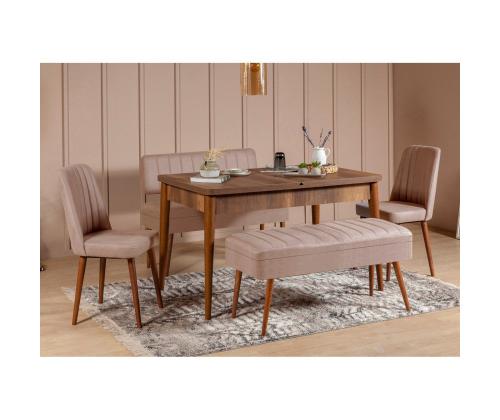 Mööblikomplekt toolid Vina 0900 - 4 - Walnut, Stone