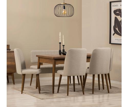 Mööblikomplekt toolid Vina - Walnut, Cream