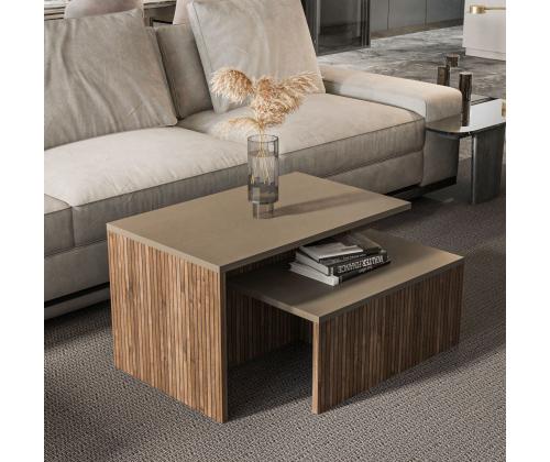 Mööblikomplekt lauad Twins - Taupe, Oak