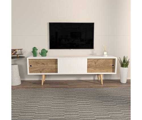 TV laud Ecrin - White, Walnut