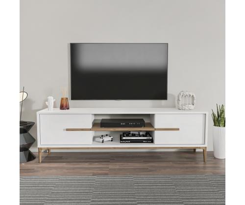 TV laud Eslem - White, Walnut