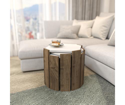 Kohvilaud Lori - White, Walnut