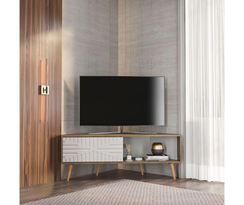 TV laud Mora - Walnut, White