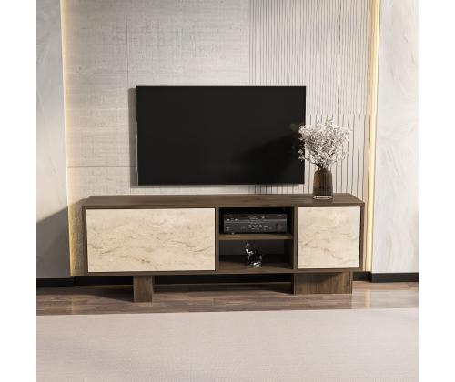 TV laud Monaco - Walnut, Travertine