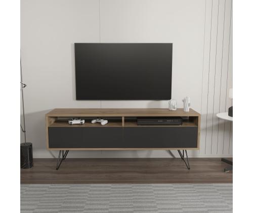 TV laud Flay - Walnut, Black